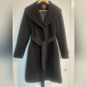 Anne Klein Black Wool Blend Trench Coat